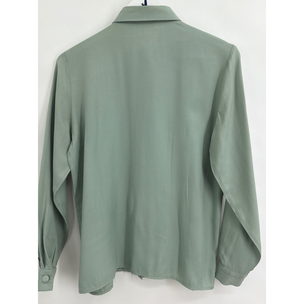 Vintage Talbots‎ Sage Green Pintuck Look Long Sleeve Blouse Size 6 Made in USA - Picture 2 of 8